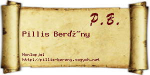 Pillis Berény névjegykártya